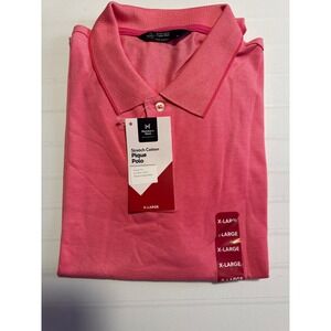 Members Mark Stretch Cotton Pique Polo Shirt‎ Mens XL Pink  Classic Fit